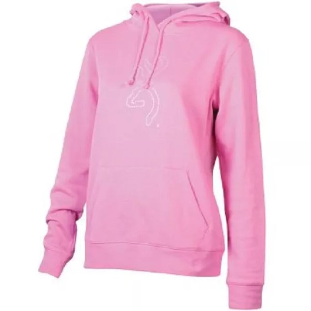 Browning Pink Bling Ladies Hoodie, Rhinestone Buckmark Logo Hooded Sweatshirt